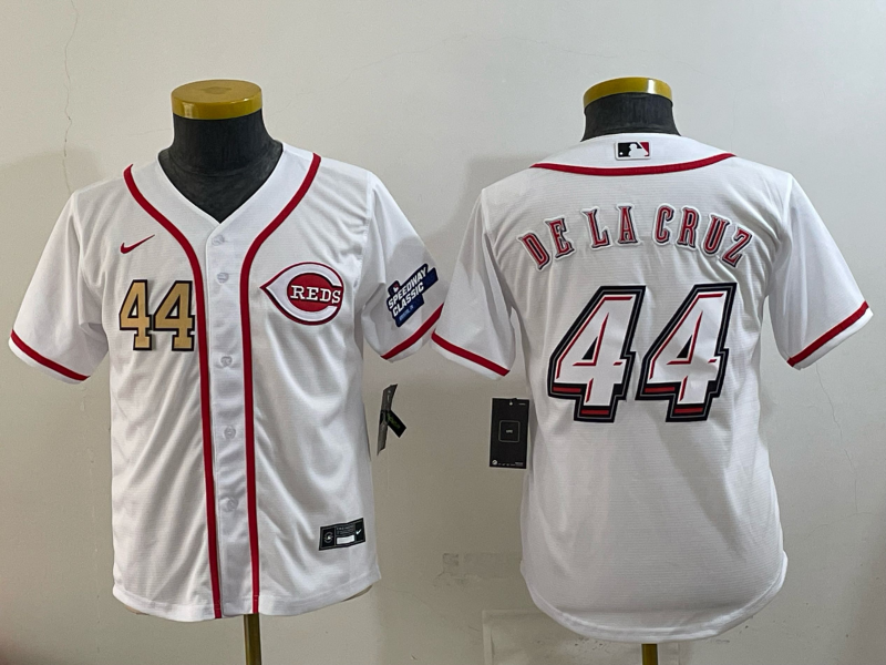 youth Cincinnati Reds #44 Delacruz White Nike MLB 2025 Jersey 00->youth mlb jersey->Youth Jersey